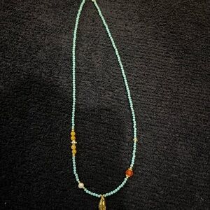Natural Turquoise and Golden Beaded Necklace